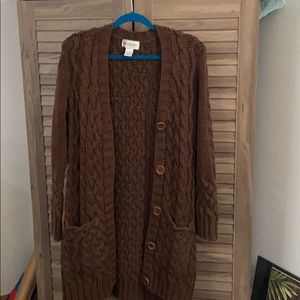 Bloomingdales Brown Cable Knit Duster Cardigan